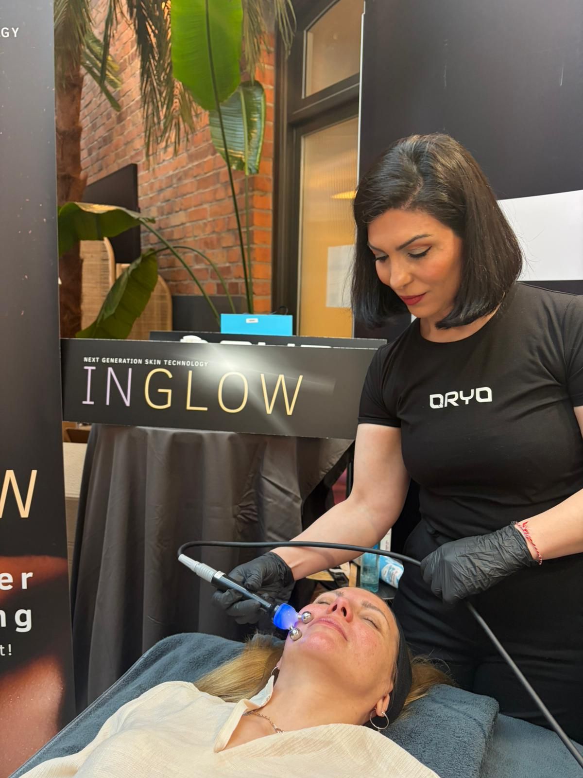 Trainer demonstrating a facial